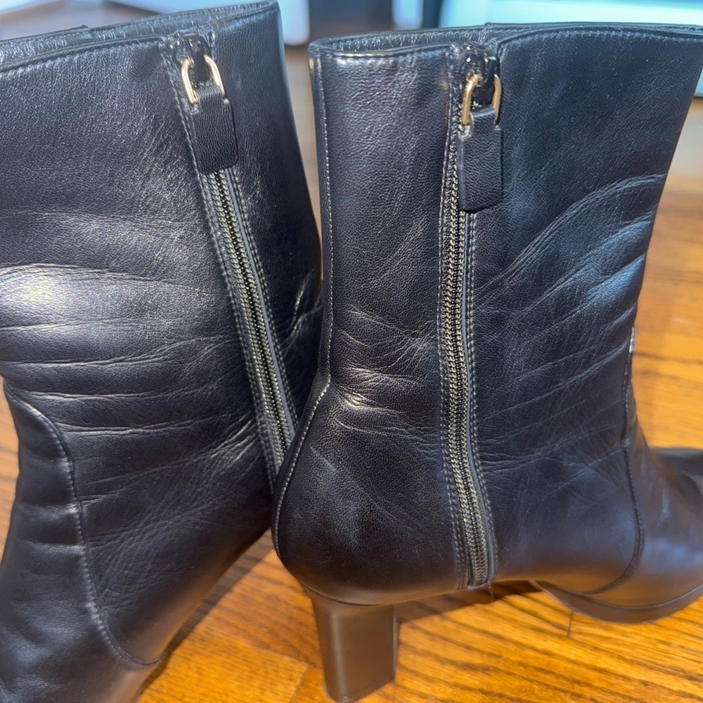 Stuart Weitzman Black Leather Heeled Boots size 10.5 🖤 - Picture 5 of 9